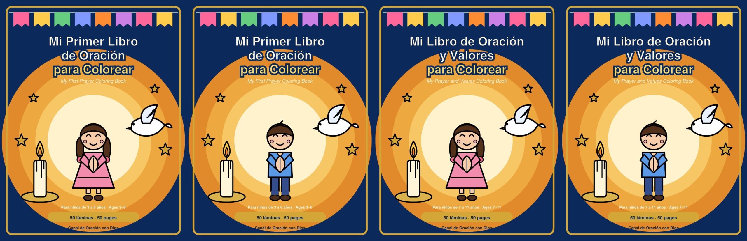 Paquete familia de 4 libros para colorear
